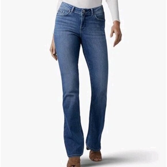 Lee Modern 3404770 Series Curvy Fit Bootcut Jeans Blue Stretch Womens Size 16/S - Picture 1 of 7